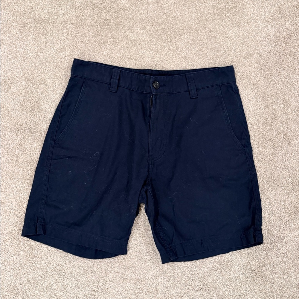 John Varvatos Dark Blue Flat Front Shorts